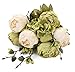 Fake Artificial Flowers Vintage Silk Peony Flowers Bouquet for Home Wedding Centerpieces Décor and DIY (Green)