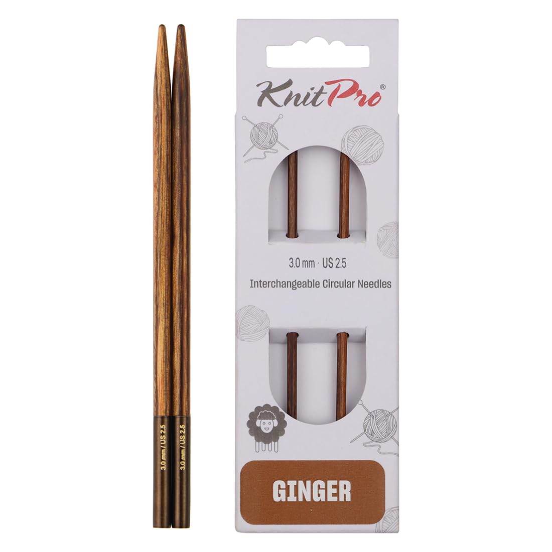 KnitPro Ginger Interchangeable Circular Needles 4" (10cm) | 3.00mm — image 1