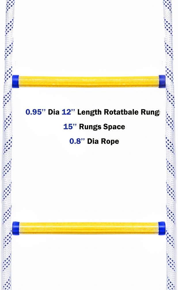 Aoneky Fire Escape Rope Ladder - Flame Resistant Emergency Fire Safety Evacuation Ladder with Hook Carabins for Kids and Adults, 2 - 3 Story Fire Rescue Ladder (32 Ft): Kitchen & Dining