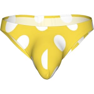 Fuzquwu Yellow And White Polka Dot_ For Men'S Low Rise Bikini Briefs, Stretch Lightweight Underwear With Pouch