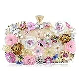 Milisente Women Clutches Colorful Flower Evening Bag Sequins Satin Evening Clutch