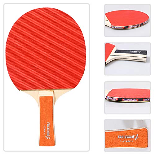 Table Tennis Racket Ping Pong Practice Paddle Set 2 Bats + 2 Balls (Color : Orange)