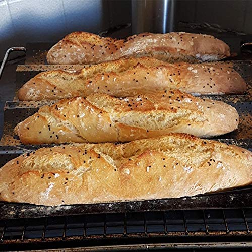 Baguette Pan, Perforated 2/3/4 Loaf French Bread Pans, Best NonStick Carbon Steel Baguette