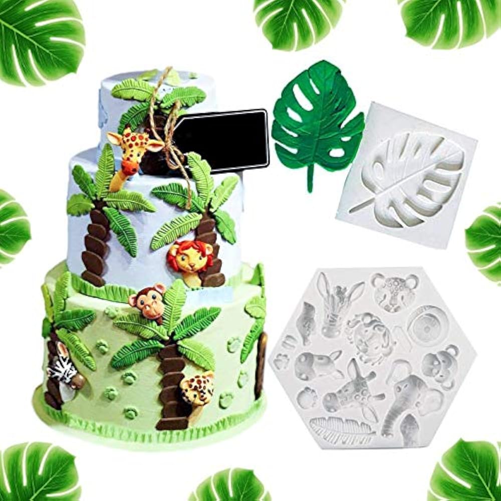 Set Of 2 Jungle Safari Animal Cake Mold Fondant Tropical