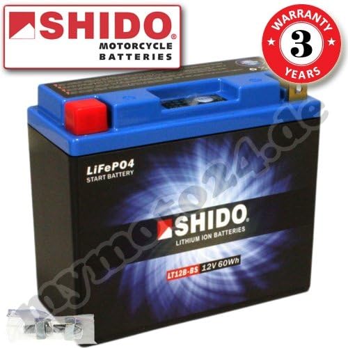 Shido LT12B BS/YT12B-BS 12 V/10Ah Lithium Battery (Dimensions: 150X69X130)