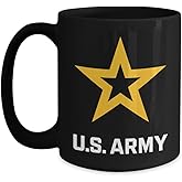U.S. Army Coffee Mug - Gold Star Logo (Black, 15oz)