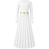 Women Praise Dance Dress Metallic Gold Liturgical Dancewear Full Length Church Costume Worship Robe,Simple Style