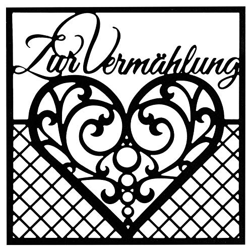 Cutting template, for marriage, 14 cm x 14 cm, suitable for standard punching machines, stencil for designing greeting cards, inserts, wedding, marriage