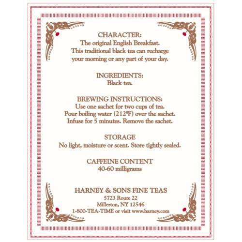 HARNEY & SONS BLACK TEA, ENGLISH BREAKFAST, 20 SACHETS