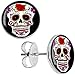 Body Candy Stainless Steel White Sugar Skull Stud Earrings
