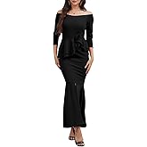 Women's Elegant Formal Mermaid Maxi Dress Off Shoulder Long Sleeve Wedding Split Evening Gown Prom Cocktail Party Dresses