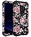 OBBCase Galaxy S9 Plus Case,Galaxy S9 Plus Floral Case,3 in 1 Heavy Duty Hybrid Silicone + Hard PC Sturdy Cover High Impact Resistant Protective Case for Samsung Galaxy S9 Plus Rose Flower Black