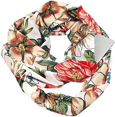 Sales Clearance!Women Scarves with Zipper Pocket,BANAA Print Winter Scarf Convertible Infinity Scarf Pocket Loop Scarf