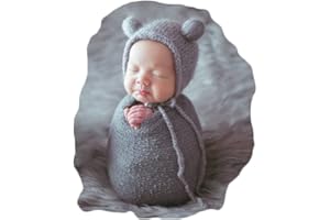VEMONLLAS Newborn Baby Photography Props Outfits Hat Long Ripple Wrap Set for Boys Girls Photography (Light Gray)