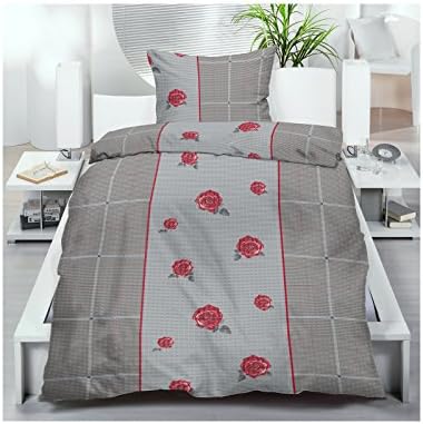 2 or 4 Rose 100% Polyester Microfibre Seersucker Bed Linen with Zip 135 x 200 cm Grey, multicoloured, 2-teiliges Set