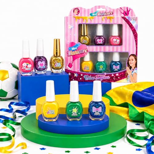 Kit Esmalte Infantil à Base de Água 6 Unidades – Removível com Água, Diversão Segura para Crianças a partir de 5 Anos (Kit 6)
