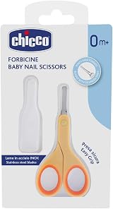 Chicco Baby Nail Scissors Stainless Steel Curved Blades Orange view 2