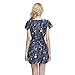 FCLM Women's Short Sleeve Slim Casual Party Dress With Belt Above Knee S Blue ED46
