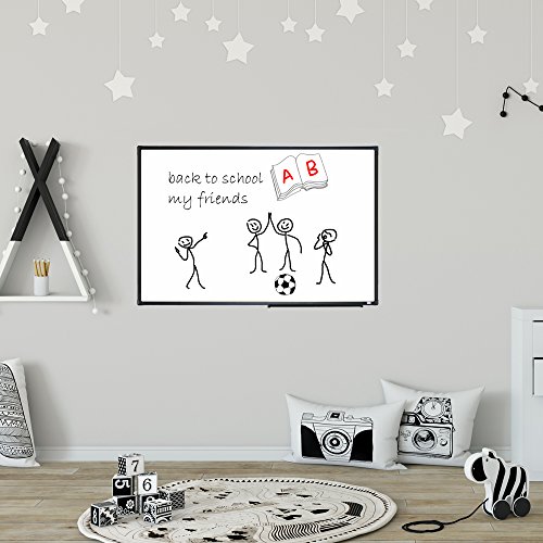 Lockways Magnetic Dry Erase Board - Whiteboard 36 x 24 / White Board 3 x 2, Ultra-Slim Black Aluminium Frame, 1 Aluminum Marker Tray, 1 Dry Erase Markers, 2 Magnets for School, Home, Office