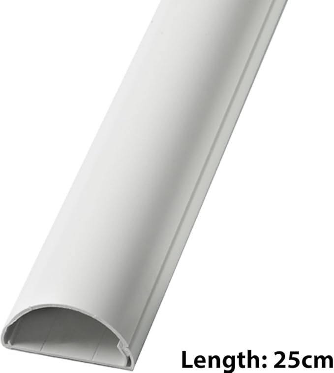 25cm 20mm x 10mm White Trunking Half Round Cable Conduit Cover
