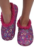 Snoozies Womens Asian Fusion Cozy Sherpa Fleece Non Skid Slipper Socks - Dark Pink, Medium