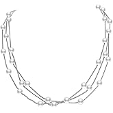 Aleasha Rose Gold Faux Pearl Choker Necklace Multi Strand for Women Silver Dainty Small Pearl Wedding Jewelry