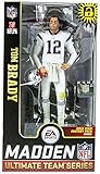EA Sports Mcfarlane Madden 19 Ultimate Team Series Tom Brady Exclusive White Uniform Figure Gold Team Fantasy Pack Inside