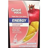 Great Value Sugar Free, Low Calorie ENERGY Pomegranate Lemonade Drink Mix (Pack of 6) by Great Value
