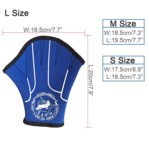 CNYE Aquatic Gloves for Water Aerobics Snorkeling - Webbed Swim Gloves Aqua Fit Training Gloves - Helping Upper Body Resistance - No Fading - Blue (M)