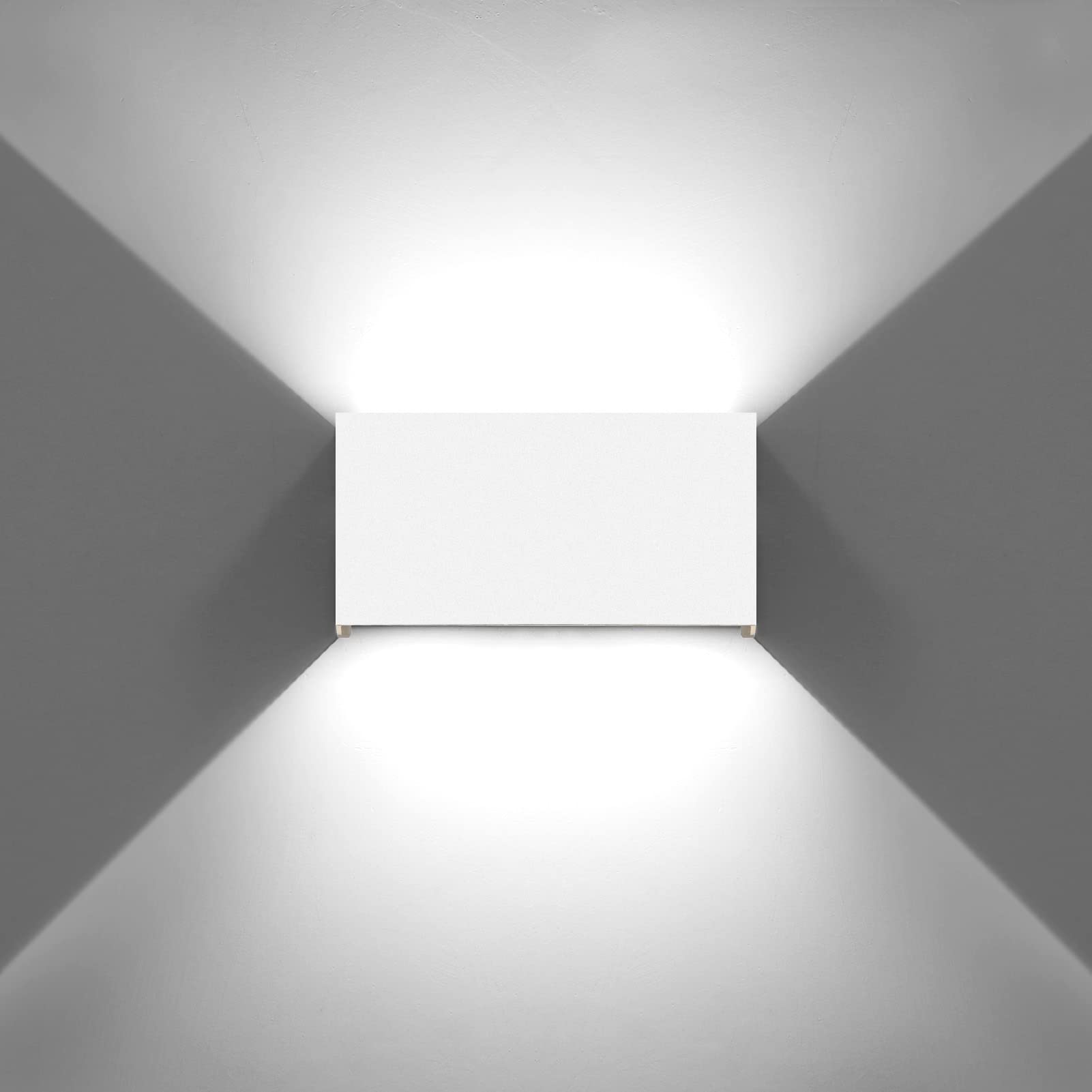 KAWELL 24W Modern Wall Light LED Wall Lamp Up Down Adjustable Beam Angle Aluminum Wall Wash Light LED Waterproof IP65 Indoor Outdoor for Bathroom Bedroom Corridor Living Room Stair Garden, White 6000K