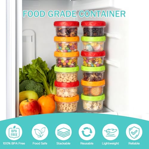 VINATO Set of 18 Airtight Food Containers, 200 ml Small Food Containers with Leakproof Lid, Set of Airtight Plastic Tupers in Red, Green & Orange, Stackable