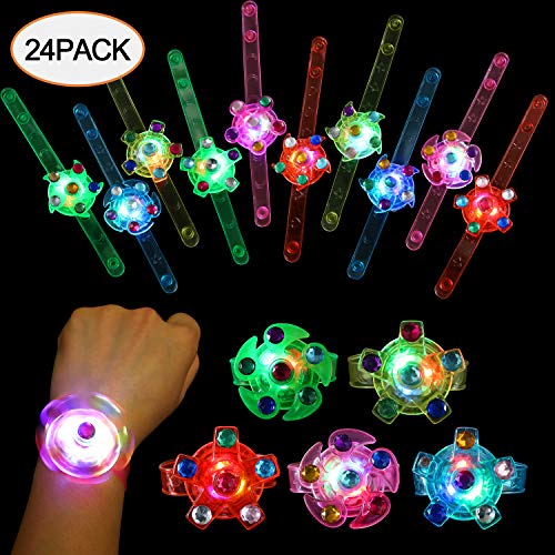 SCIONE Party Favors for Kids 24 Pack Light Up Bracelets Classroom Prizes Box Glow in The Dark Party Supplies Girls Boys Birthday Halloween Christmas Party Favor Wristband LED Fidget Toys Bulk (The Best Party Favors)