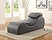 Container Furniture Direct Yoga Collection Modern Upholstered Faux Leather Stretch Relaxation Living Room Chaise, Greythumb 4