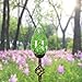 Exhart Solar Garden Stake Lights - Solar Glass Green Twisted Flame Garden Stakes - Handblown Glass Finial Lights, LED Accent Lights That Transform a Garden Driveway or Event (9in Glass 36in Stake)