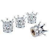 Bling Car Decor Princess Crown Tire Air Valve Stem Caps, Crystal Crown Car Decoration for Auto Tire/Wheel, Bling Car Accessories for Women, Rhinestone Car Bling Accessory (Crown)