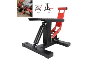 CHANGCHENG Motorcycle Dirt Bike Stand Lift - 1000LBS Capacity Adjustable Hydraulic Jack Hoist Table Height Lifting Stand for Dirt Pit Bike Repair&Maintenance Red