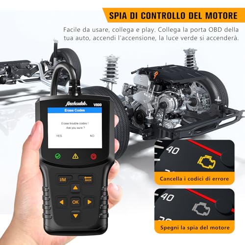 OBD2 Car Diagnosis OBD Scanner: Italian OBD2 Diagnostic for Multibrand – Car Engine Error Reader with OBD2 Functions – Professional Diagnostic Compatible with BMW Ford VW Audi All OBDII Vehicles