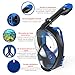 SEABEAST Full Face Snorkel Mask AF90 Real Anti-Fog Snorkeling Mask Gear with Foldable Tube and Removable Camera Mount 180 Degree Panoramic Large View Adult Swimming mask Blue (L/XL)