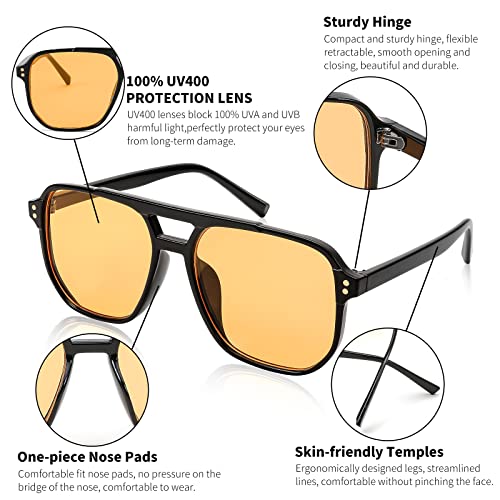 FEISEDY Retro aviador cuadrado gafas de sol para mujeres hombres 70s vintage de moda marco de plástico lentes de sol B2835