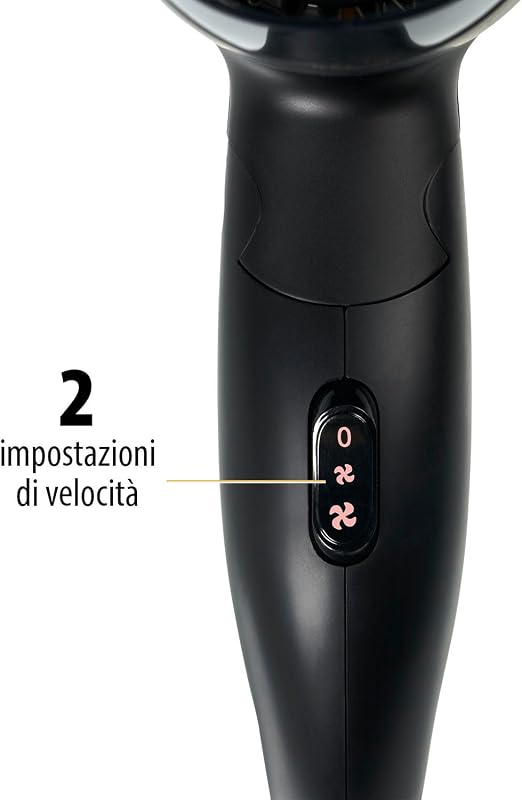 Asciugacapelli da viaggio - Impugnatura pieghevole - Dimensioni compatte - Potente 1200 Watt - Nero - HD-2460