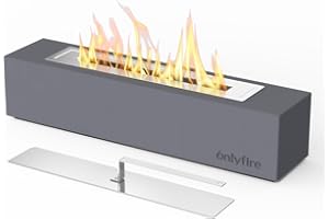 ONLYFIRE OUTDOOR LIVING Onlyfire Tabletop Fire Pit with Extinguisher Lid & Wool Wick, 18" Portable Smokeless Fire Pit for Outdoor & Indoor, Alcohol Bio Ethanol Smore Maker, Concrete Rectangular Fire Bowl with Non-Slip Mat