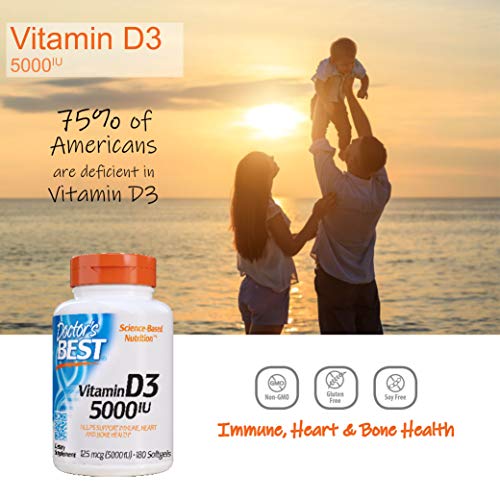 Doctor's Best Vitamin D3 5000IU, Non-GMO, Gluten Free, Soy Free, Regulates Immune Function, Supports Healthy Bones - Image 4