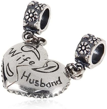 Charmstar Piece of My Heart Family Series Love Charm Authentic 925 Sterling Silver Cheap Dangle Bead for European Style Bracelet (Wife and Husband)