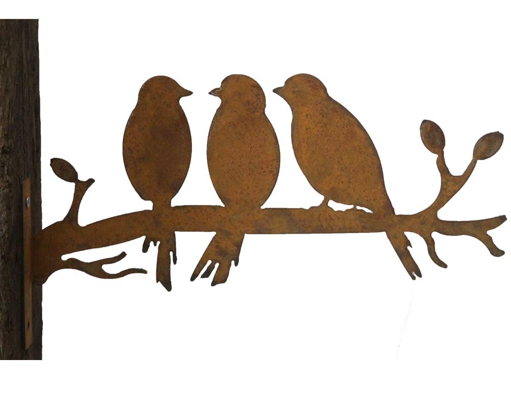Bornhöft Garden Stake Tree Stake Metal Rusty Garden Decoration Patina 3 Birds Bird Rusty Decoration