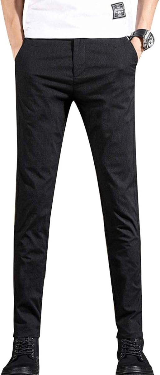 Men's Classic Slim Fit Business Trousers Casual Straight Leg Stretch Dress Pants