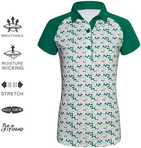 JITIMAO Girls Golf Dri Fit Polo Shirt for Age 5-15, Breathable Performance Short Sleeves T-Shirt Slim Fit,Bowknot Green,X-Small/5-6