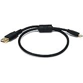 Monoprice Cable USB 2.0 A macho a Mini-B macho de 5 pines 28/24AWG con núcleo de ferrita (chapado en oro) (105446), negro