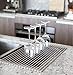 Roll Up Sink Drying Rack by MagnaLecta – Multipurpose Over the Sink Silicone Coated Stainless Steel Self Draining Roll-Up Dish Rack Holder, Heat Resistant, Easily Adjustable(Warm Gray,Large) (1)
