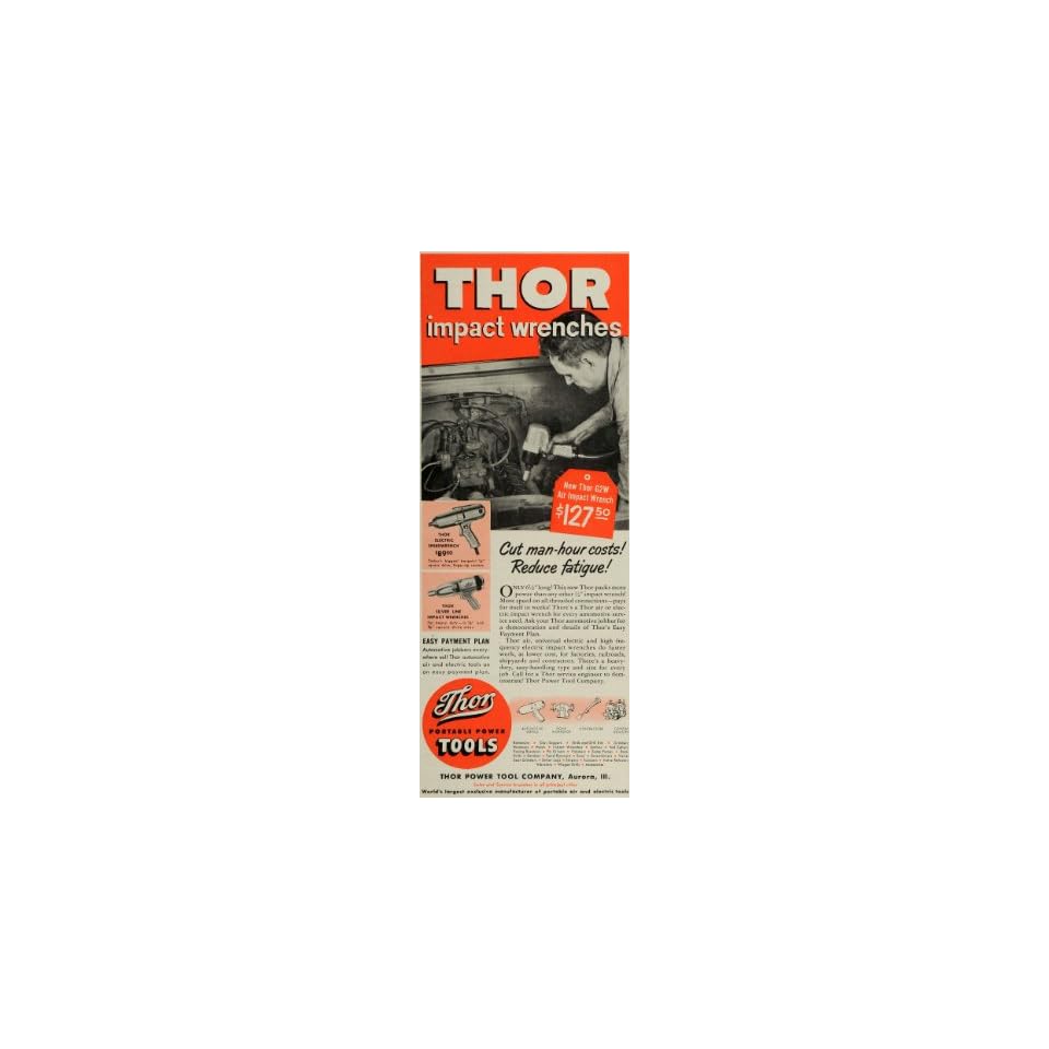 1956 Ad Thor Power Tool Co Electric Portable Wrenches Vintage Equipment