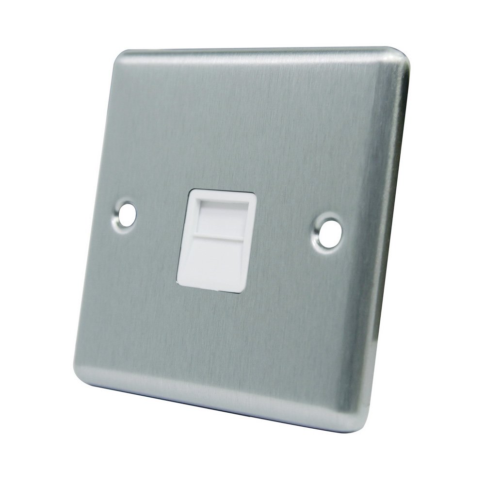 AET CSCTELMWH Satin Finish Chrome Classical BT Telephone Master Socket with White Insert